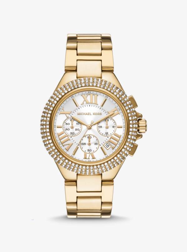 Damske Gold-tone Hodinky Michael Kors Oversized Camille Pavé Zlate - Hodinky Michael Kors Lacne | HRBWQ-2647